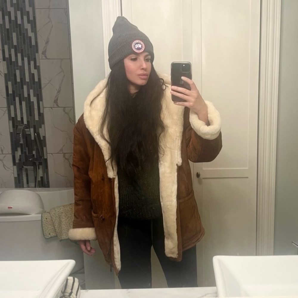 Vintage Oversized Suede Shearling Coat